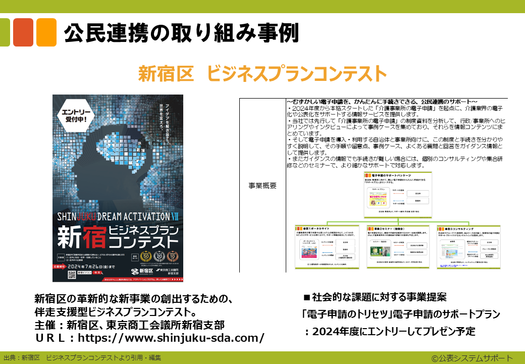 公民連携の取り組み事例　新宿区・ビジネスプランコンテスト